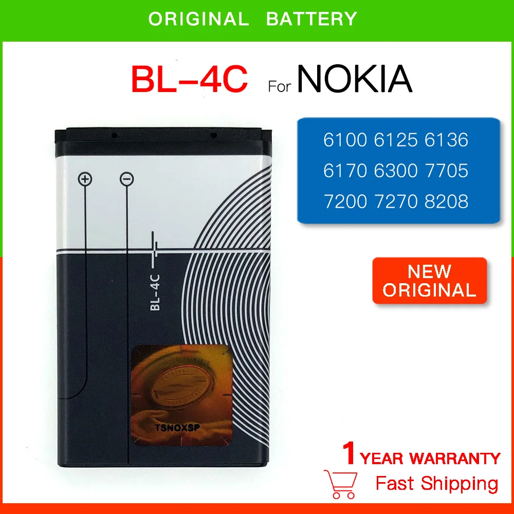 

Original Replacement battery BL-4C phone battery for Nokia 6100 6300 6125 6136S 6170 6260 6301 7705 7200 7270 8208 BL4C 860mAh