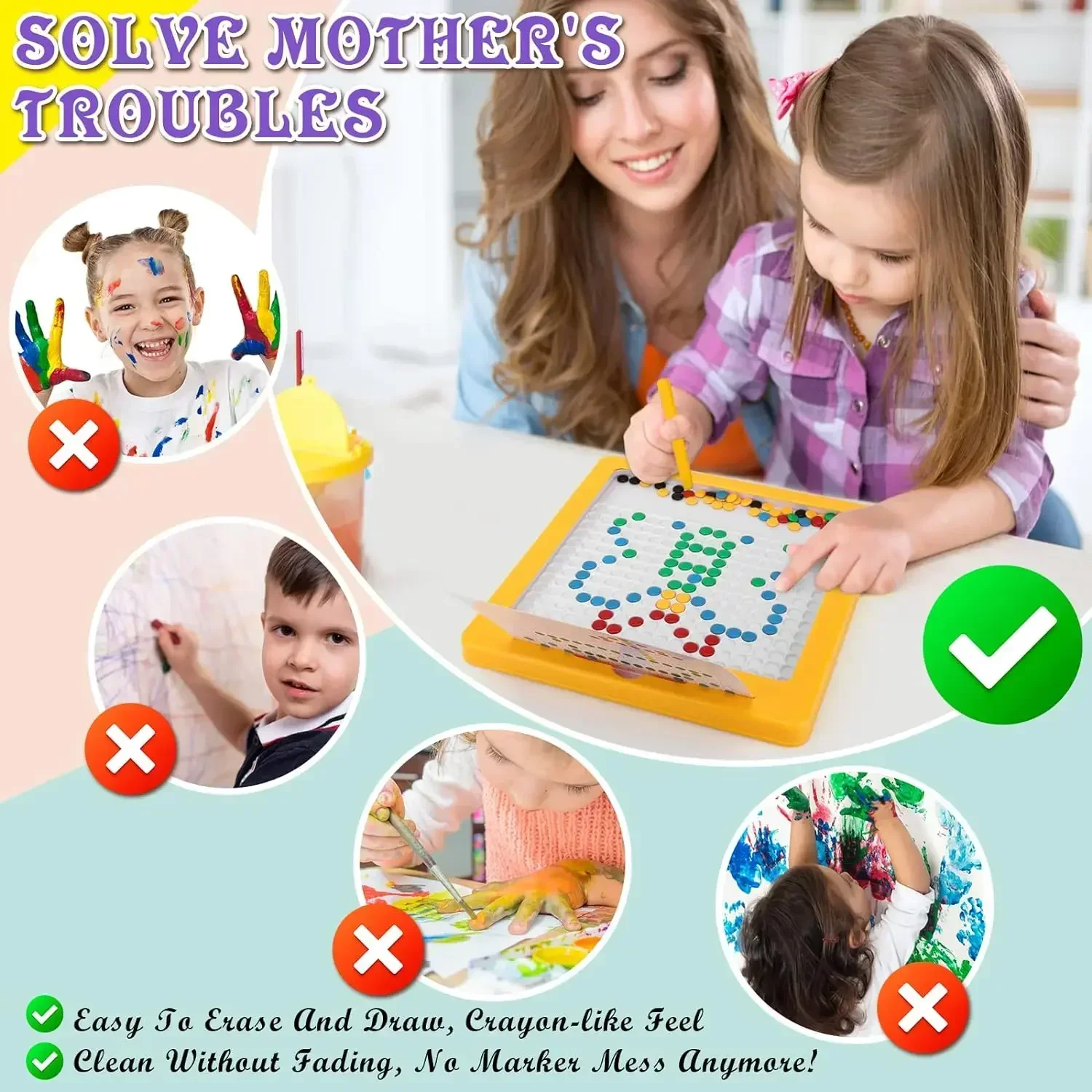 Magnetic Drawing Board for Toddlers Magnet Beads and Pen Drawing Board Montessori Educational Sensory Travel Toys 3