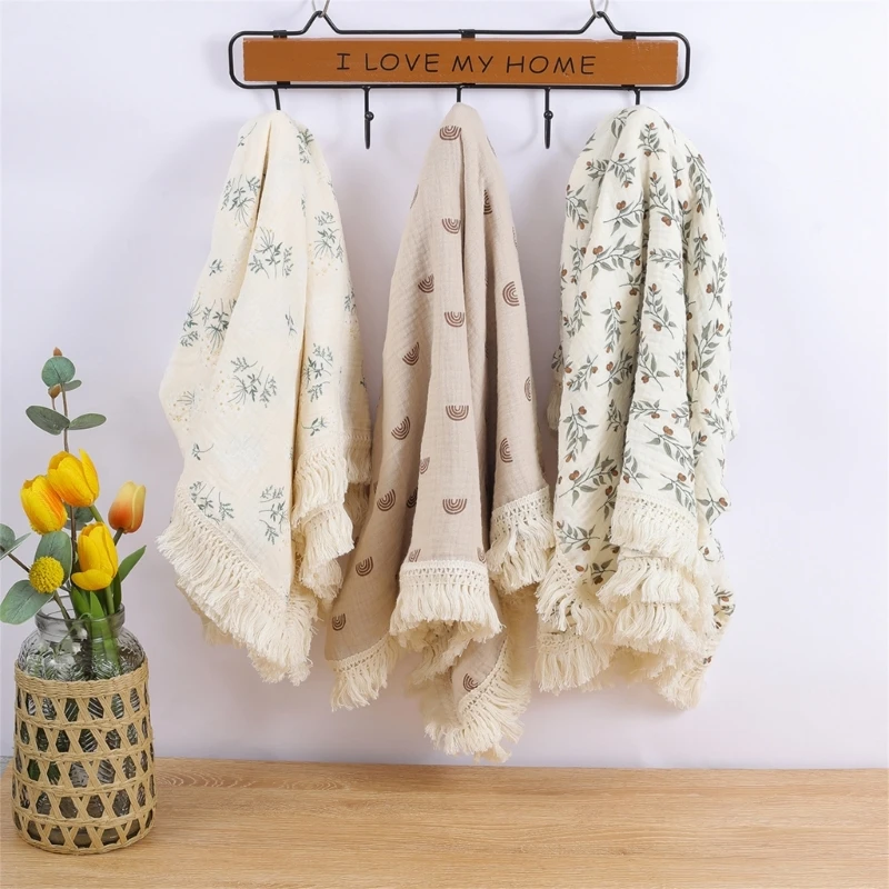 Bear Muslin Squares Cotton Baby Blanket for Newborn Plaid Infant Swaddle Blanket Babies Accessories Bed Summer Comforter 2