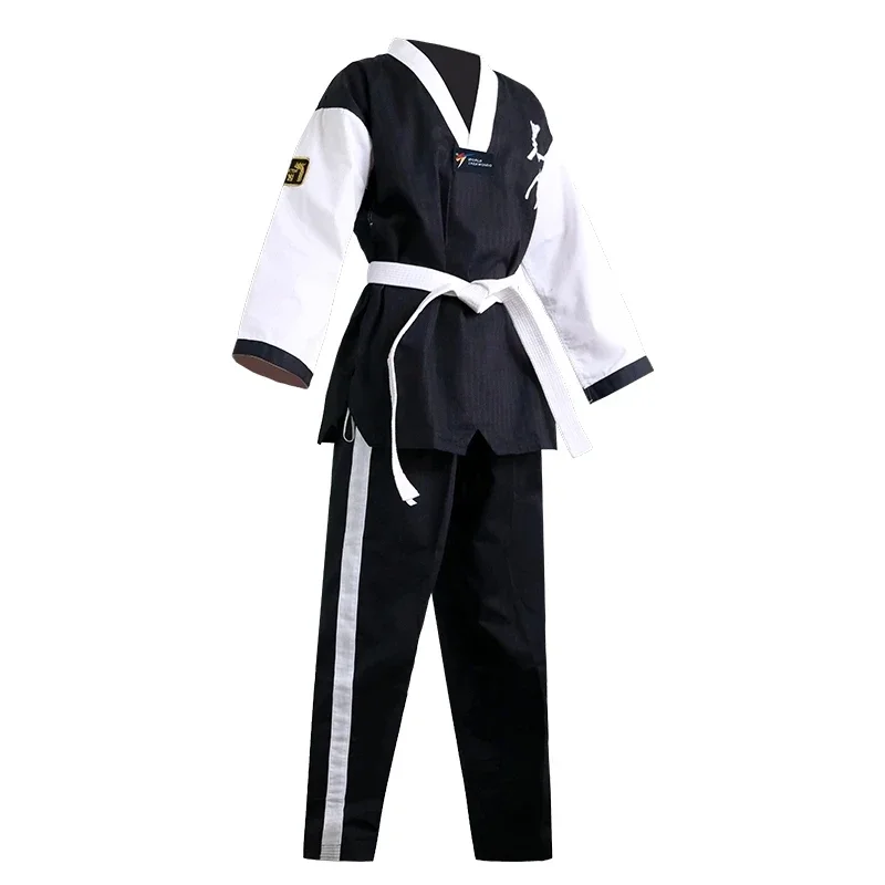 

Taekwondo Uniform For Beginners WT Logo Black White Dobok Tae Kwon Do MMA Martial Arts Karate Suits Embroidered Karate Clothing