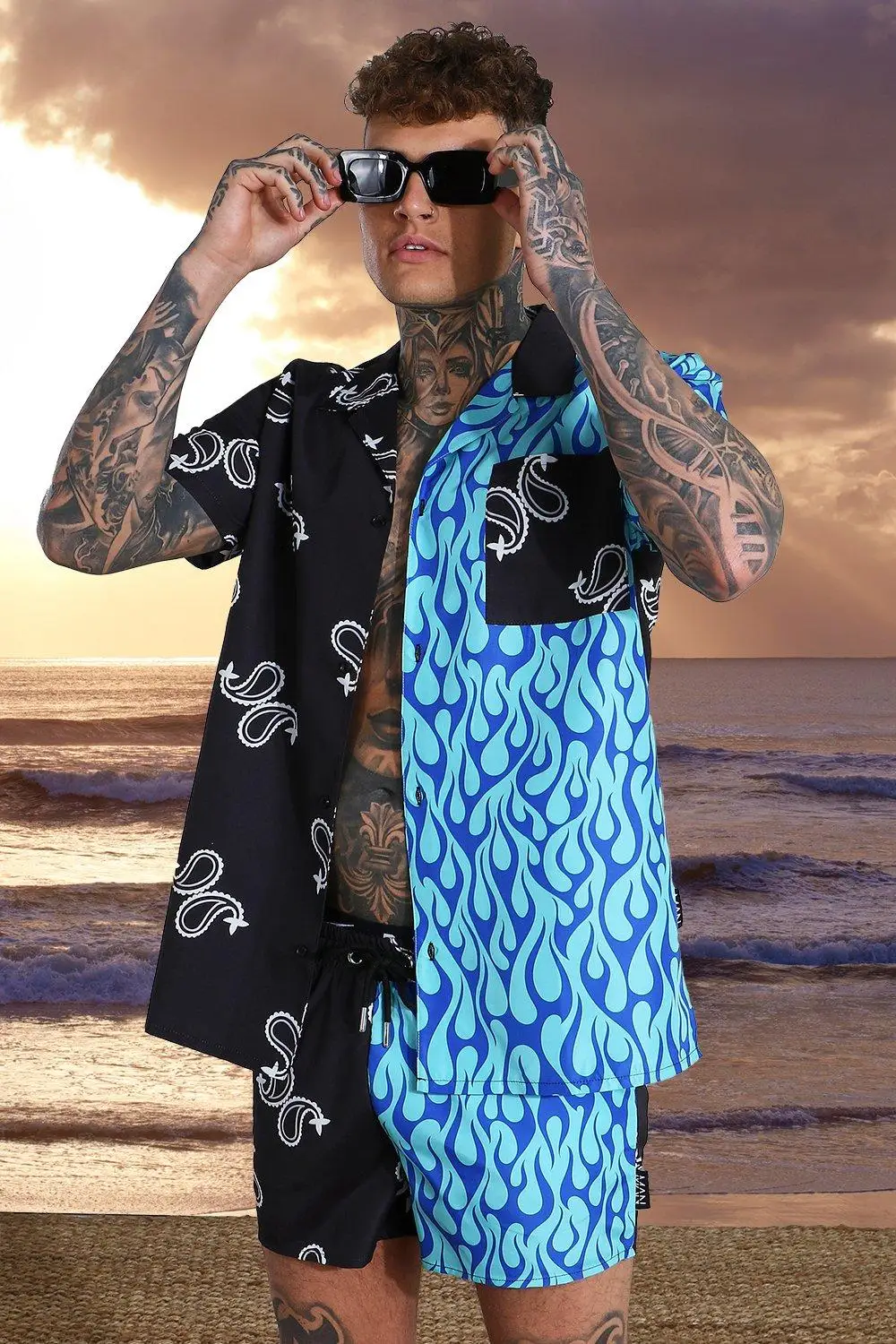 Hawaiian Men's Shirt Set Fashion 3D Printing Beach Leisure Slim Fit Short Sleeve Suit Breathable Men's Jogging 2 Piece Set