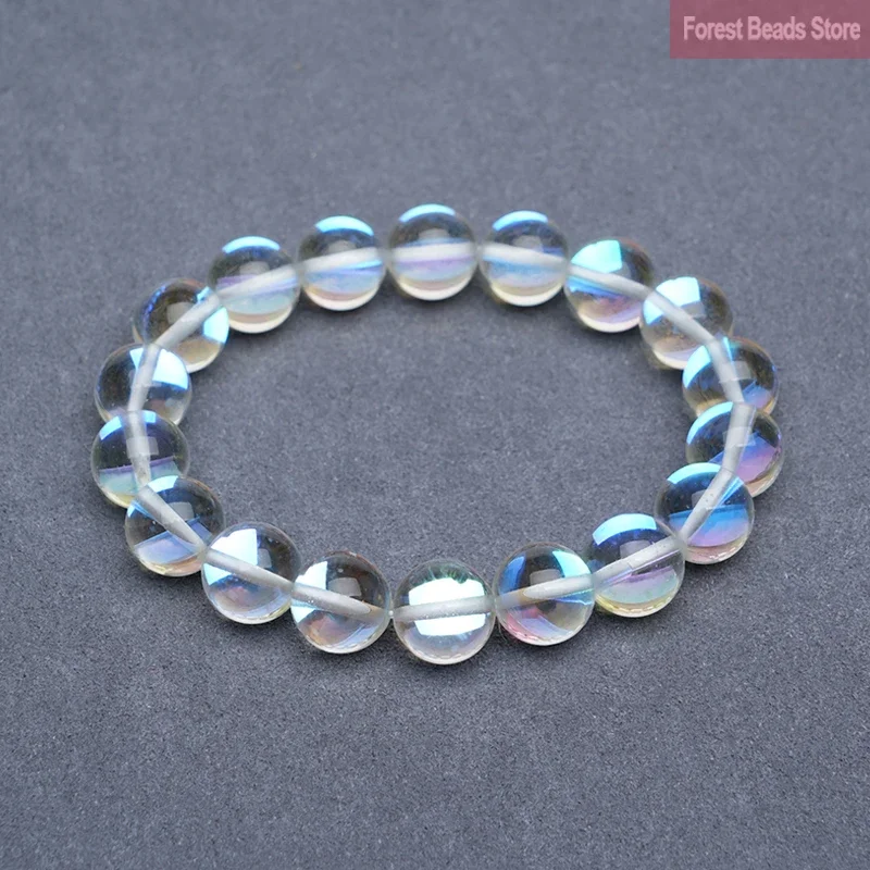 Smooth White Austria Crystal Glitter Moon Bracelets Women Girls Fashion Stone Handmade Strength Yoga Healing Energy Jewelry Gift