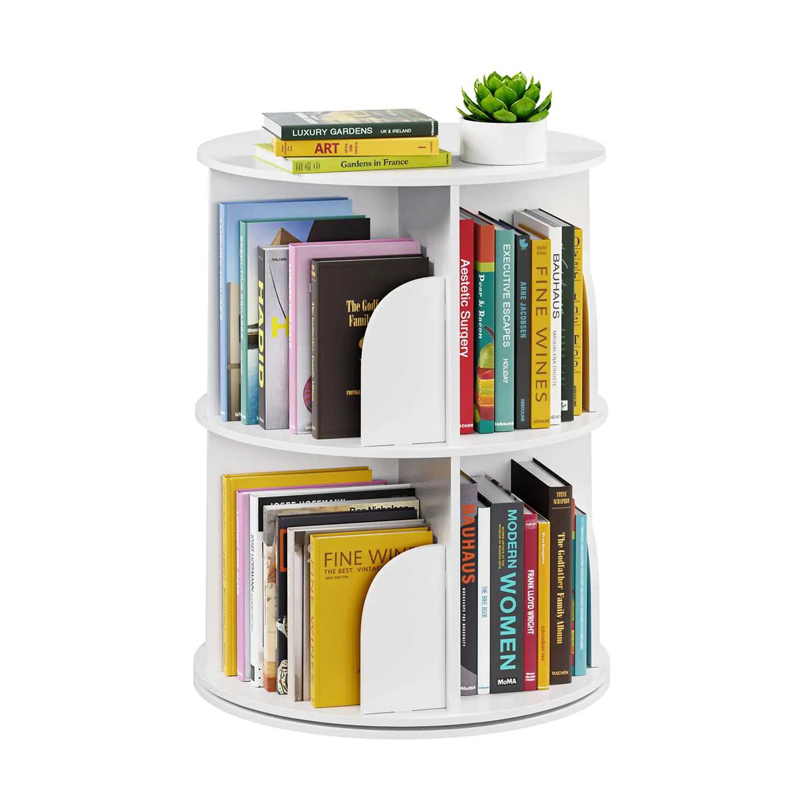Book Shelf 360 Degree Display Stand Stable Bookcase Storage Cabinet Large Round Rotating Removable