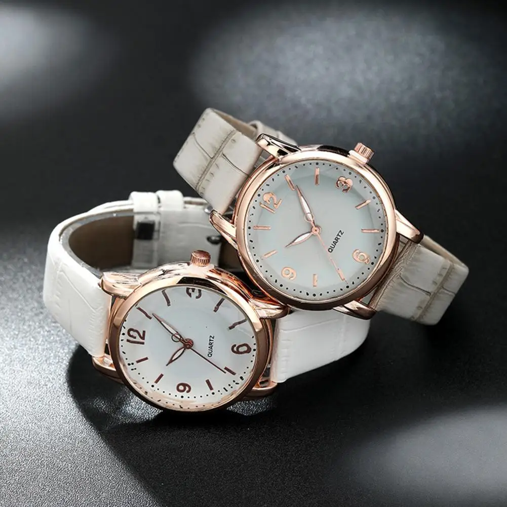 

Versatile Women Accessory Elegant Dual-color Round Dial Women's Watch with Faux Leather Strap Fashionable Ladies Dress for Girls