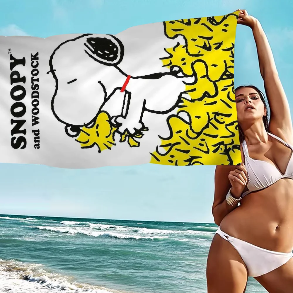 Kawaii Cartoon S-Snoopy Microfiber Blanket Quick Drying Beach Towels Oversized Printing Super Absorbent Pool Towel Blanket 5