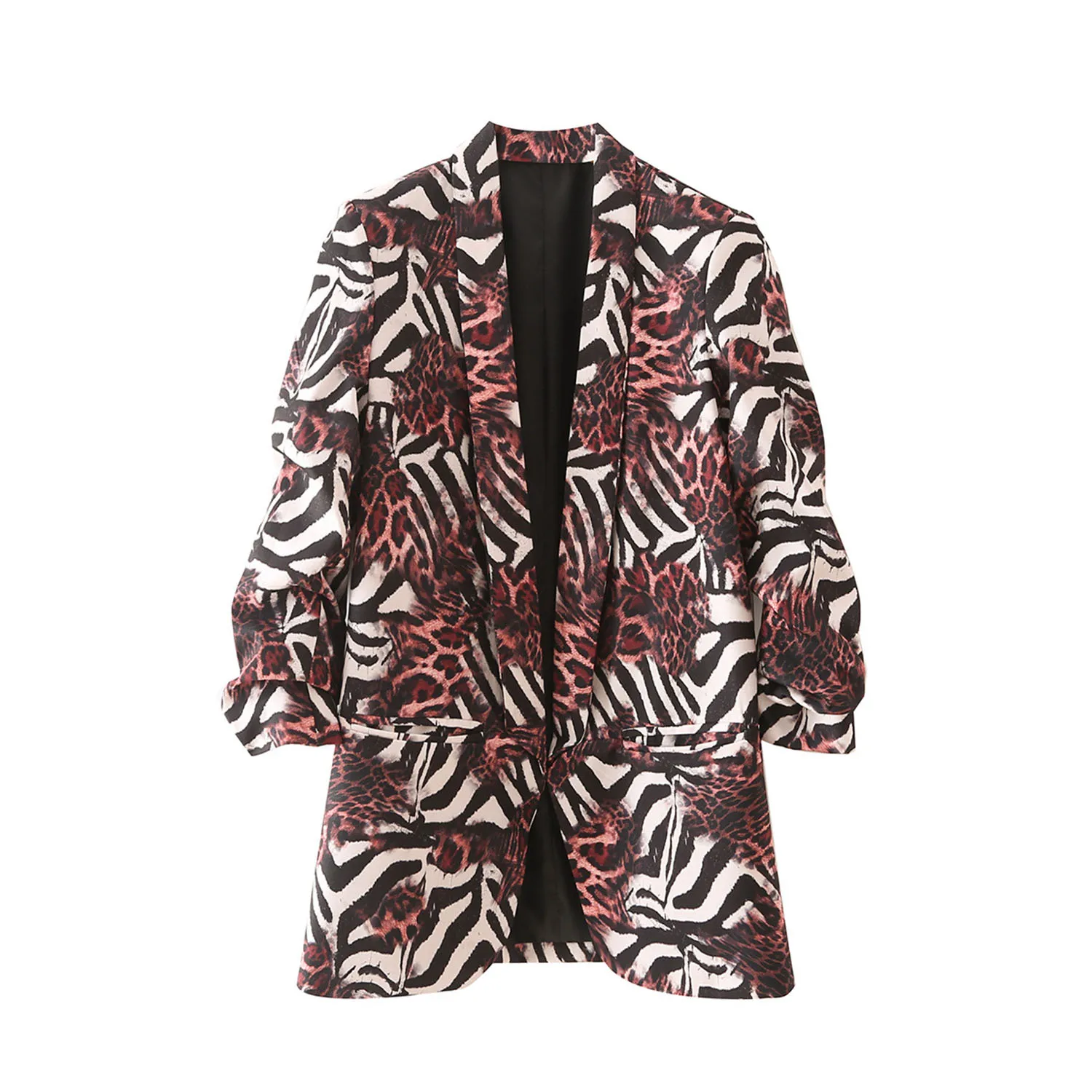 

Leopard Chic Office Lady Straight Blazers For Women Elegant Stylish Coats 2023 Women's Long Sleeve Notched Collar Slim Blazer