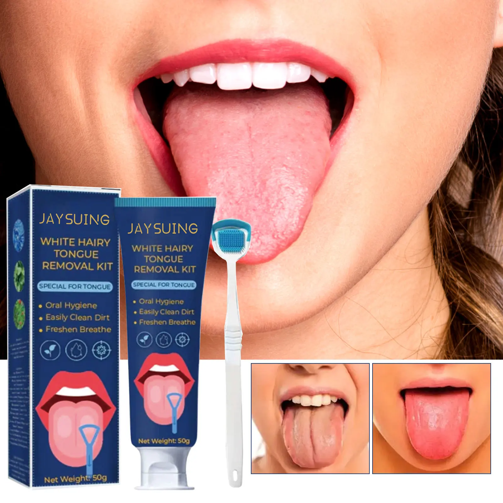 

Tongue Cleansing Gel with Brush Set Silicone Tongue Cleaner Scraper Toothbrush Keep Clean Fresh Breath Oral Care Removes Odor