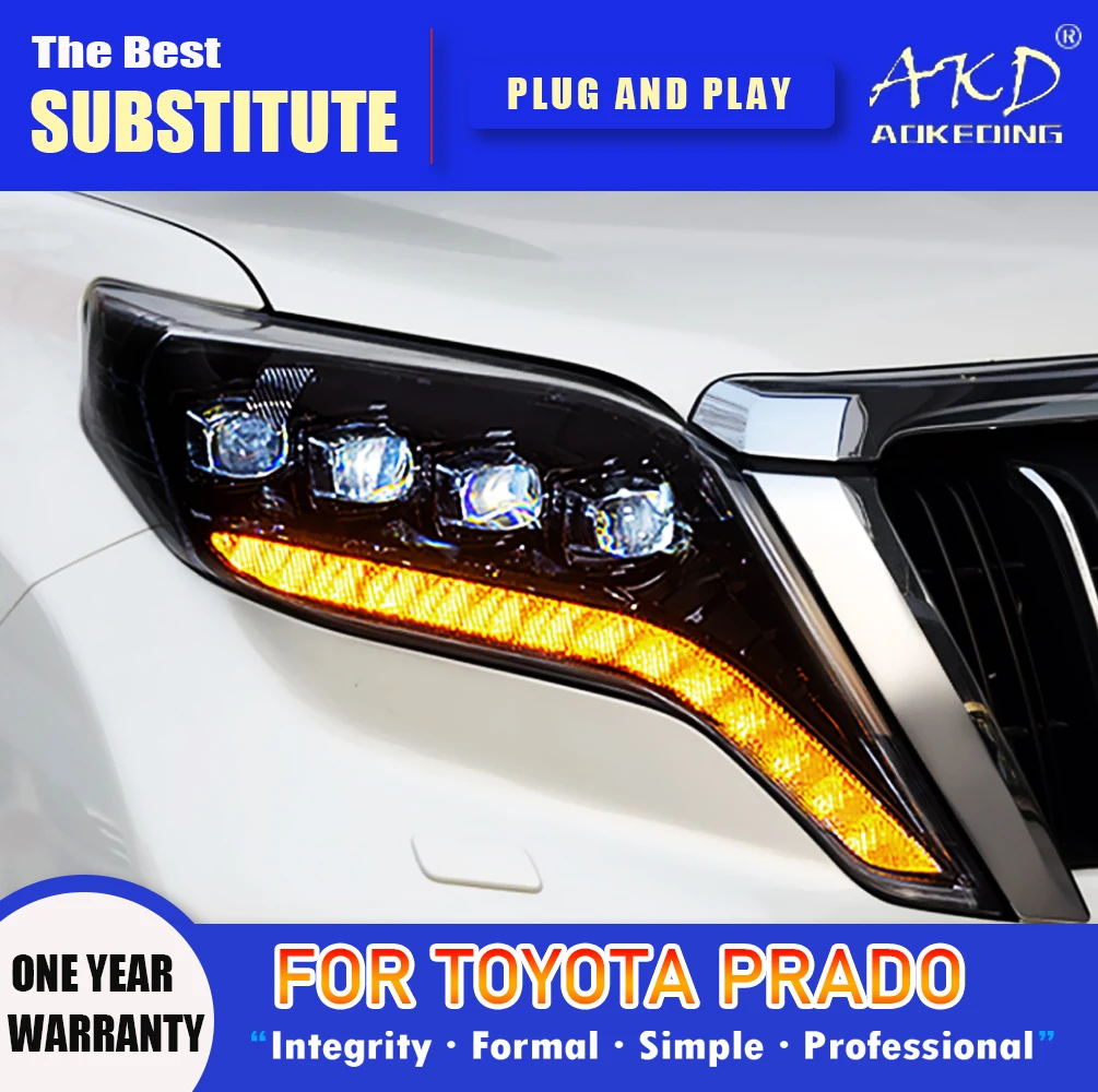 Фара AKD для Toyota Prado светодиодный ные фары 2014-2017 DRL сигнал поворота дальнего света