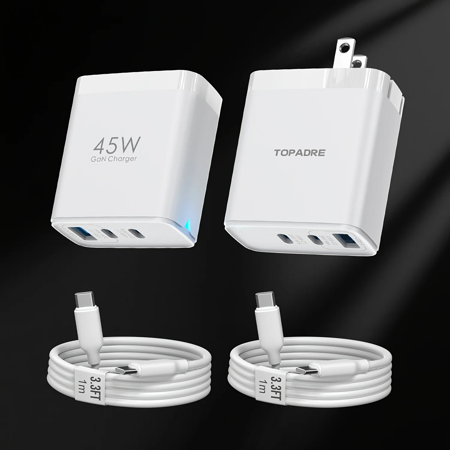 Fast Charge 3 Port USB Type C Wall Adapter