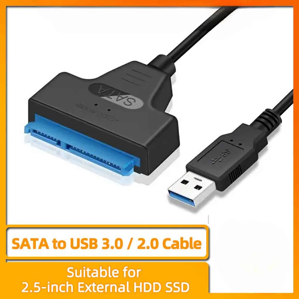 USB 3.0 To SATA Adapter Cable For 2.5" SATA III HDD SSD Hard Disk Drive 5Gbps High Speed External Converter For Desktop Laptop