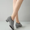 Women  Latin Ballroom Dance Shoes Medium High Heel Soft Sole Breathable Oxford Cloth Houndstooth Dance Shoes 3