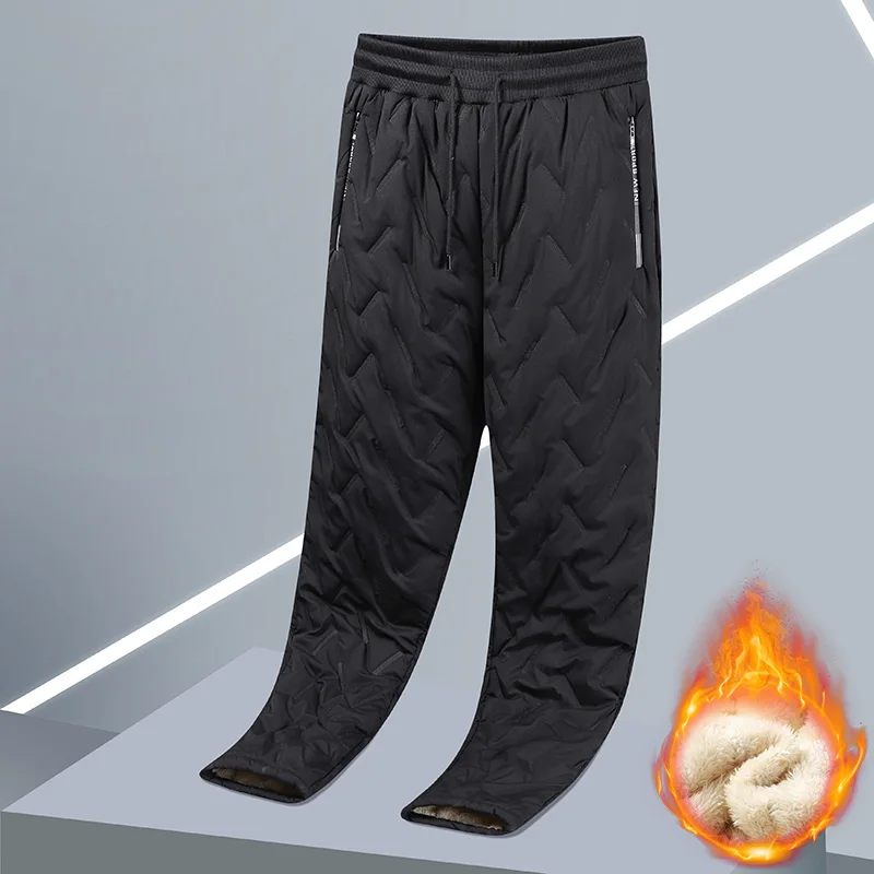New Men Plush Thick Fleece Sweatpant Winter Outdoor Lambswool Thermal Trousers Casual Pants Waterproof Windproof Warm Streetwear 4