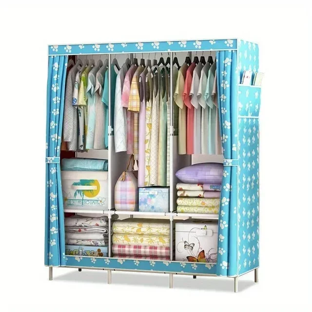 Armoire de rangement simple transfrontalière, anti-poussière, gain de place pour dortoir, garde-manteau simple et moderne pour chambre à coucher 1