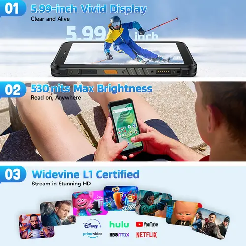 Ulefone RugKing 4G Rugged Phone Android 15 Up to 16GB+256GB AI Smartphone 9600mAh Waterproof 5.99" 50MP NFC Global Version 126dB - Image 4