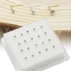925 Sterling Silver Nose Stud 1.5mm 2.0mm 2.5mm Gemstone Thin Dainty Crystal Pin Nose Screw Ear Bone L Shape Bend Piercing Nariz 1