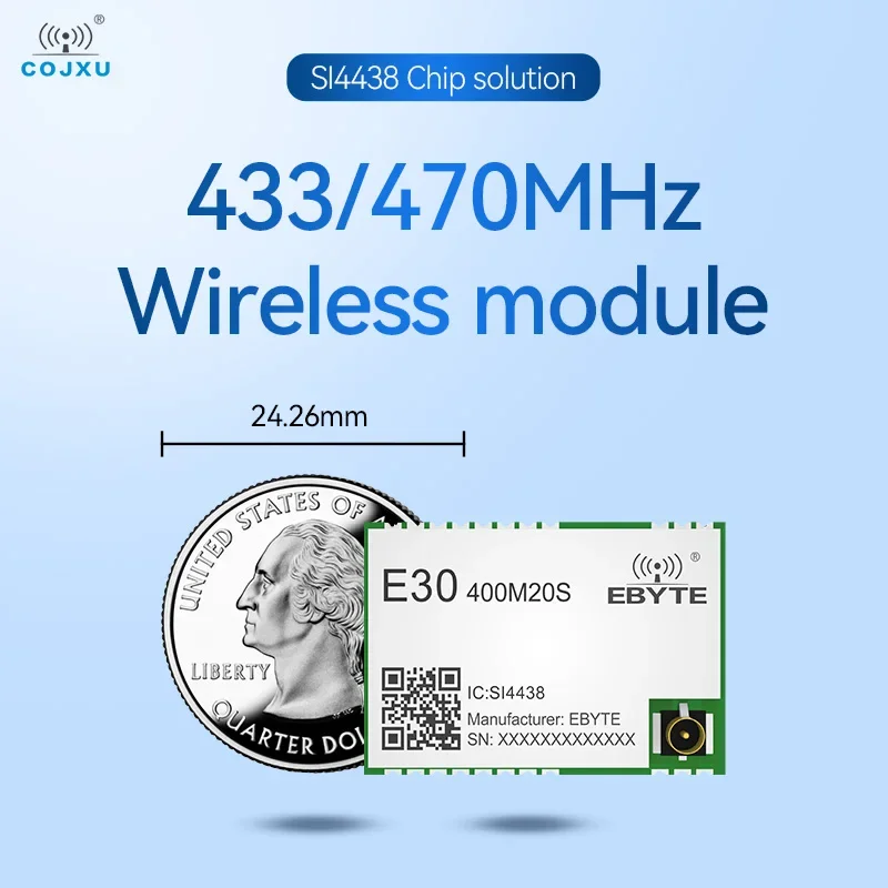 Cojxu RF 모듈, 433/470MHz SPI 2.5km 장거리 20dBm SMD GFSK 무선 송수신기 수신기 E30-400M20S(4438), SI4438
