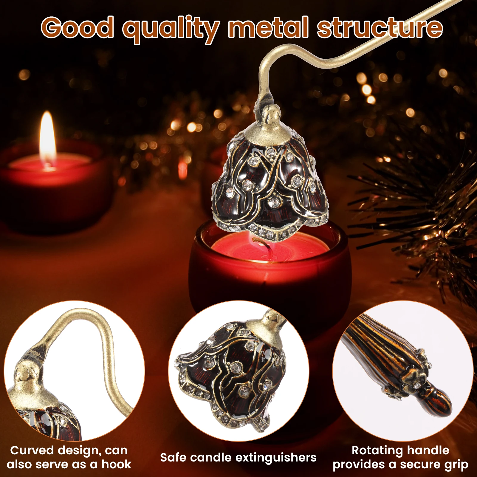 Candle Snuffer Vintage Candle Wick Snuffer w/ Long Handle Unique Stopper Decorative Extinguisher for Lovers