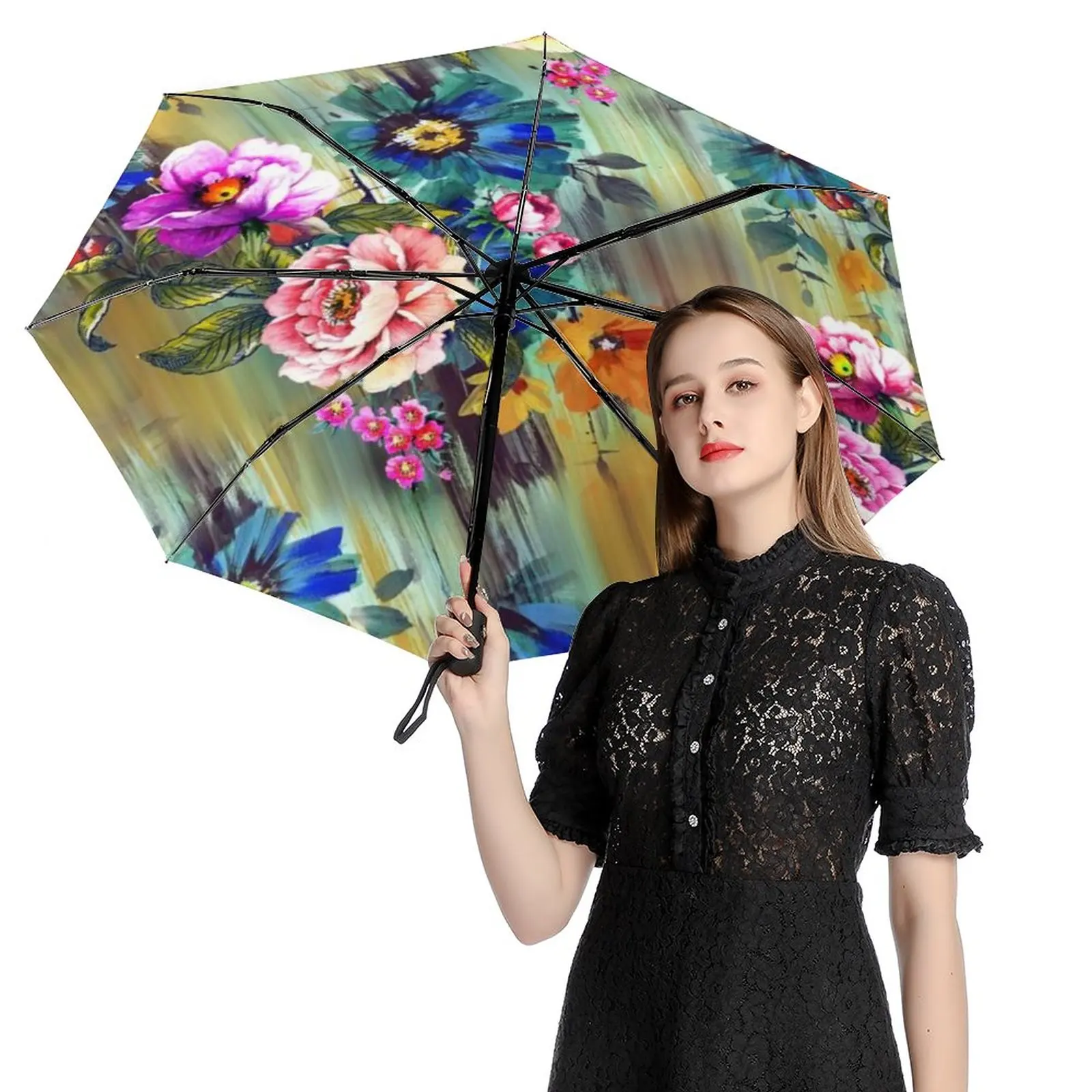 

Automatic Umbrella Rain Sun Rain Anti Uv Windproof Beach Umbrella Girl Parasol Folding Parasol Umbrellas Rain Women Portable83
