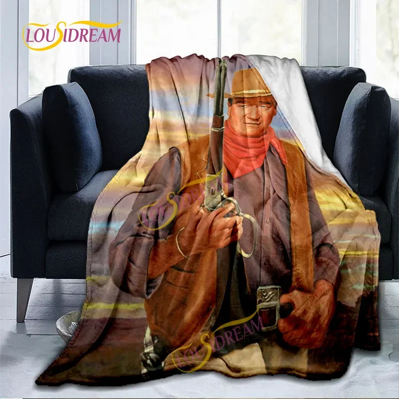 John Wayne Blanket Super Soft 3D Printed Famous Cowboy Actor John Wayne Flannel Blanket Home Bedroom Washable Warm Lazy Blanket 3
