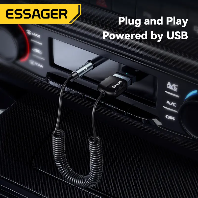 Essager USB Bluetooth 5.0 Receiver Aux Bluetooth Adapter For Car 3.5mm Jack Speaker Auto Handfree Car Audio Music Transmitter - Image 4