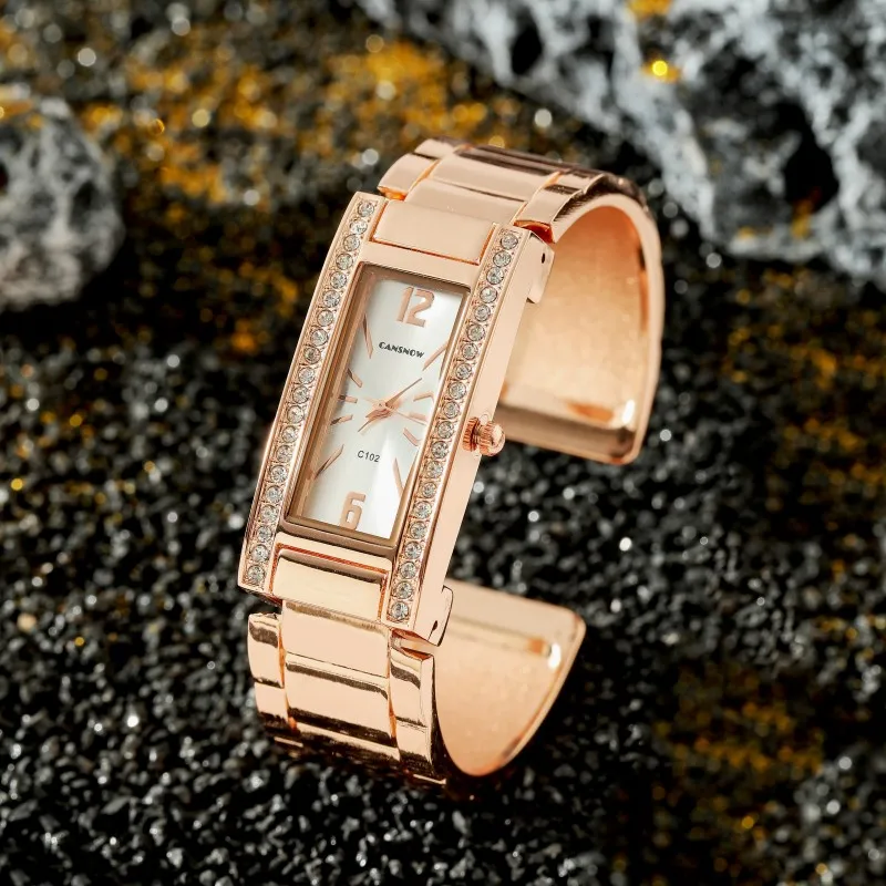 Women Watches CANSNOW Luxury Squre Dial Original Design Ladies Rhinestone Quartz Bracelet Watch Elegant Female Clock