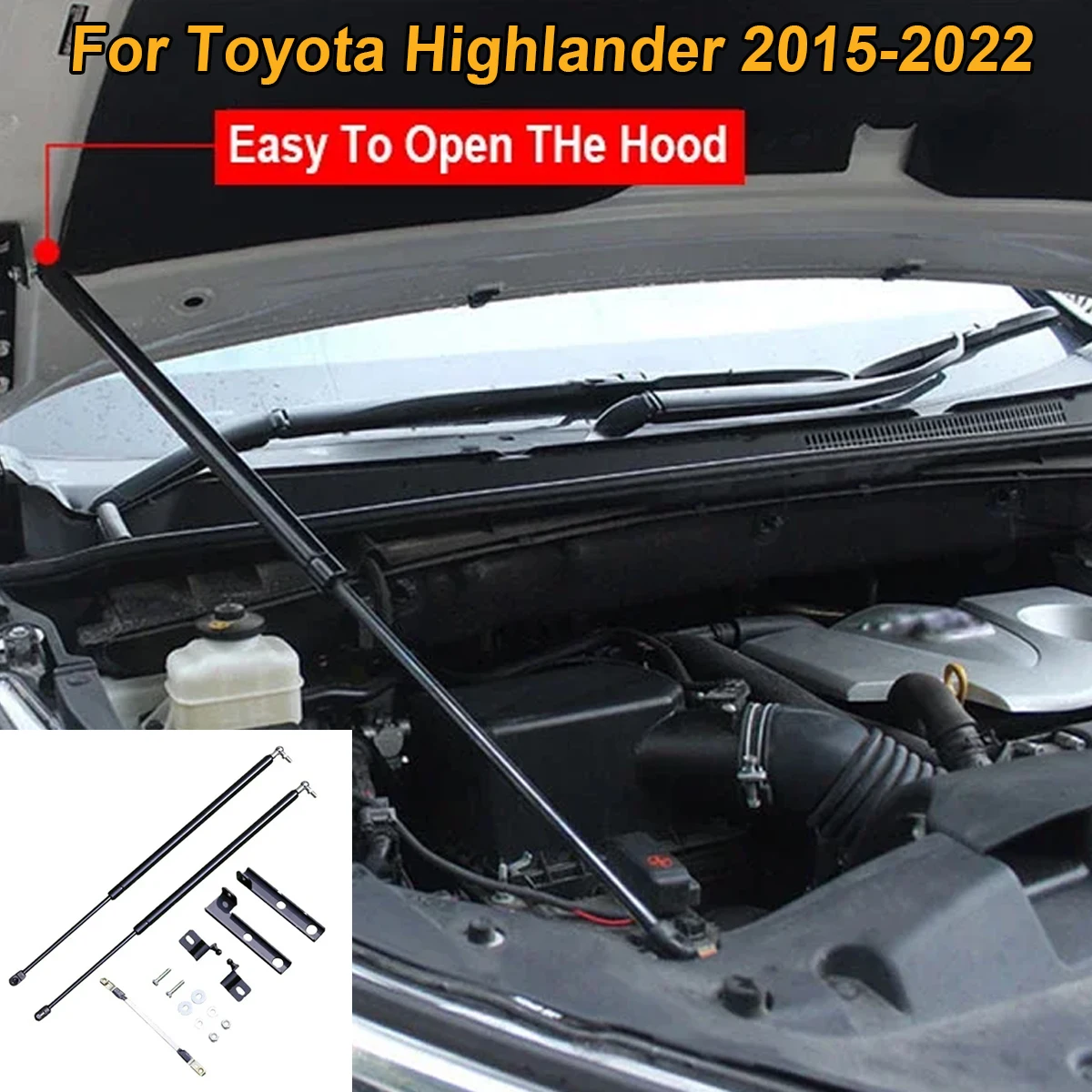 

Front Hood Bonnet Support Lift Bars 2PCS For Toyota Highlander 2015-2022 Shock Arm Gas Struts Spring Bars Car Accessories