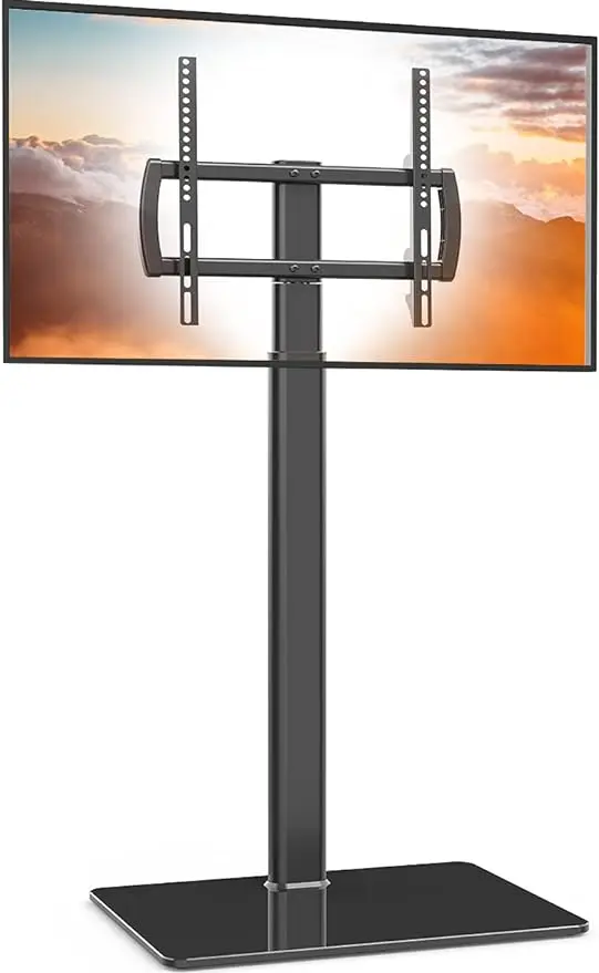 

Universal floor TV stand with adjustable height of 80 degree rotation, space saving design, perfect for bedroom