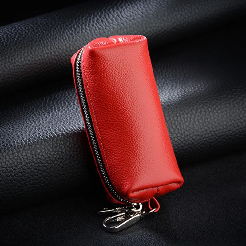 Genuine Leather Key Holder Unisex Car/House Key Organizer Pouch with Long Keychain Cow Split Leather Wallet Case key organizer key case key purse key holder