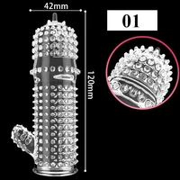 1PCS Transparent Penis Abdeckungen Extender männer Kristall Wolf Zahn Kondome Finger Cock Ring Erwachsene Sex Spielzeug Für Männliche längere Anhaltende 6