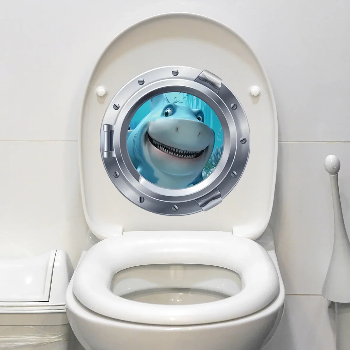 1pc 3D wall stickers toilet stickers Shark Toilet Cover Decorative Sticker-Removable Self-Adhesive Decal for Restroom Renovation and Home Decor