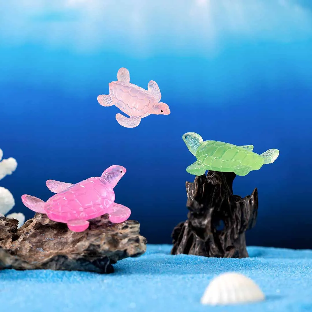 Micro Landscape Ornaments Luminous Turtle Ornaments Fluorescent Fish Tank Landscaping Resin Crafts Desktop