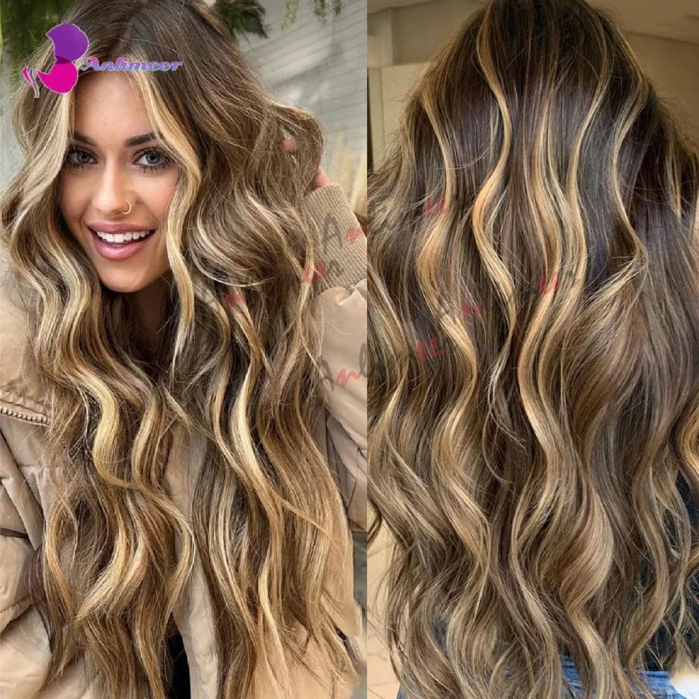 Gemarkeerde Pruik Honingblonde Balayage Pruik Voor Dames Kant Pruiken/Zijden Basis Pruik/360 Lace Frontale Pruiken/Full Lace Pruik