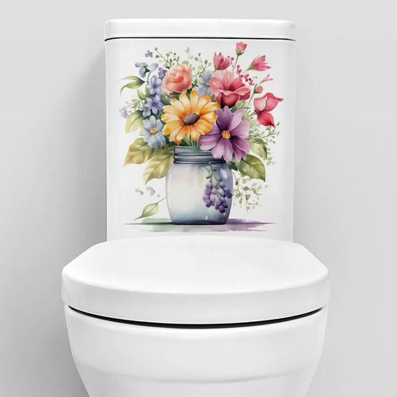 C53# Flowers and plants wall stickers bathroom toilet decoration decals living room cabinets home decoration murals wall stickers,wall sticker