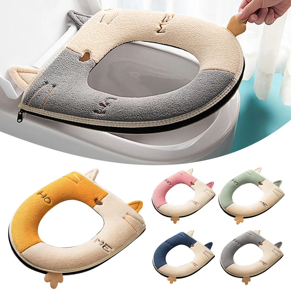 

Household Washable Full Cover Toilet Mats Seat Cover Washer Suede Toilet Cover Warm Universal Toilet Seat Reusable Easy Wahing