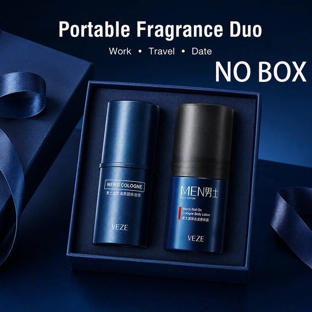 Duo de parfums pour hommes, 2 pièces, bâton de Cologne solide, lotion corporelle roll-on, parfum frais longue durée, baume déodorant portable pour hommes 1