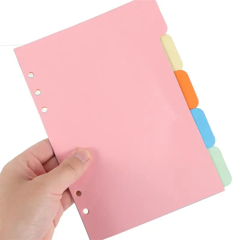 2 Sets 5 Colors Tab Dividers A5 Index Classified Lables 6-Holes Colorful Filler Project Sorter Pages For Ring Binders Planner