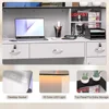 Reception Desk with Counter, Modern Front Table Equipped Lockers & Storage Shelves, 50-inch Checkout Counter with LED Lights 4