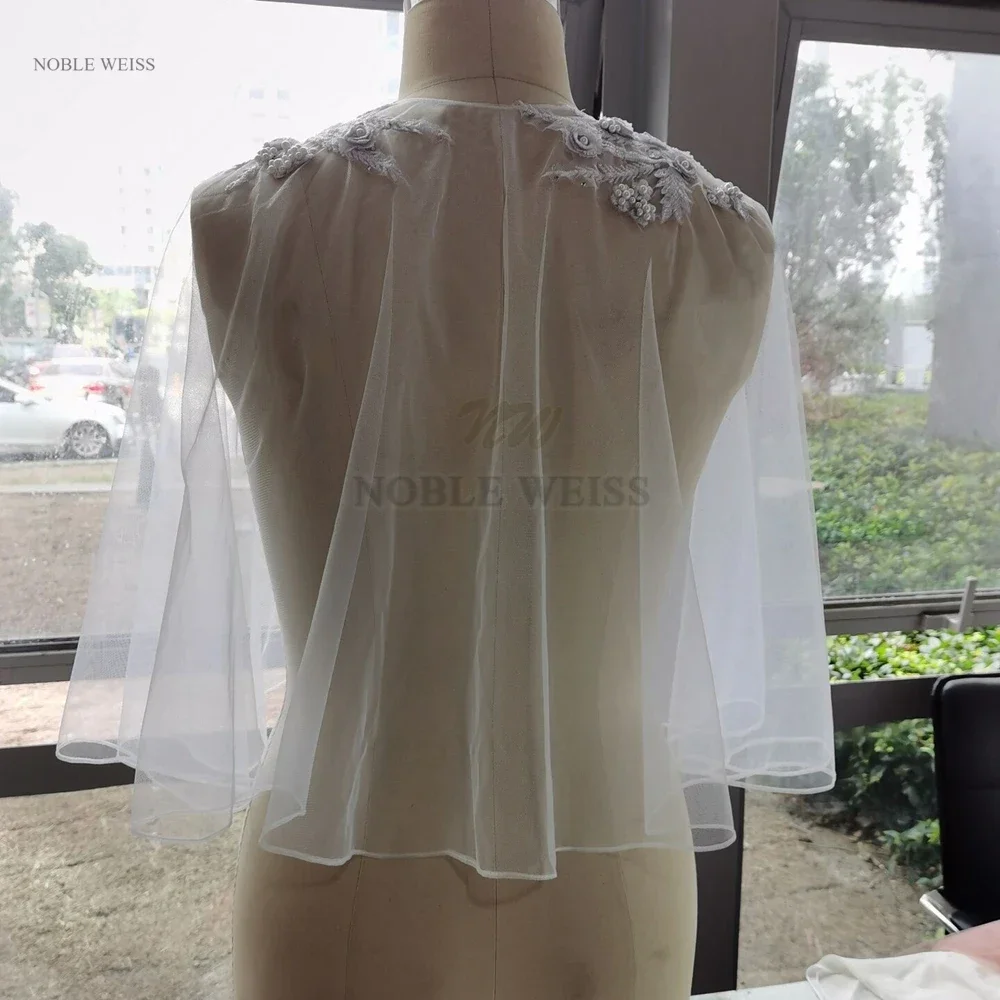 Soft Tulle Wedding Cape Shoulder Appliques Bridal Bolero Jacket Lace Women Formal Wear Wrap Customized