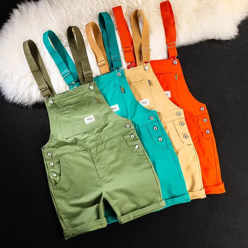 

Candy Short Fashion Trousers Dungarees Plus Size Suits Trousers Summer Color Strap Streetwear Overall One Piece Men Jumpsuit