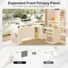 63" Standing Desk with File Cabinet, Privacy Panel, AC/USB, 1.18" Desktop, Executive L Shaped Height Adjustable Desk 3