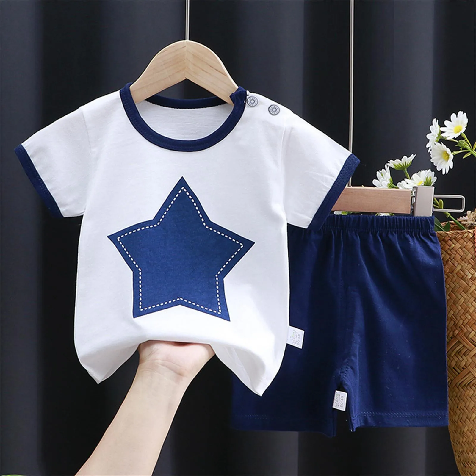 3 Month Boys Summer Children's Short Sleeve Set Pure Cotton Girls Summer Clothes Boy T Shirt Baby Baby Size 4 Boys Clothes 3