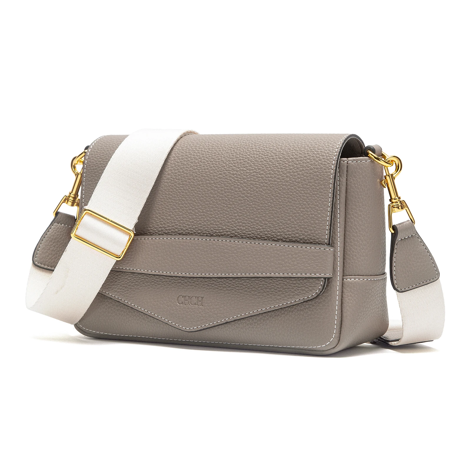 CHCH Shoulder Bag Simple High Quality Grey Texture Flip Cover Bag Soft Square Bag Women's Commuter
