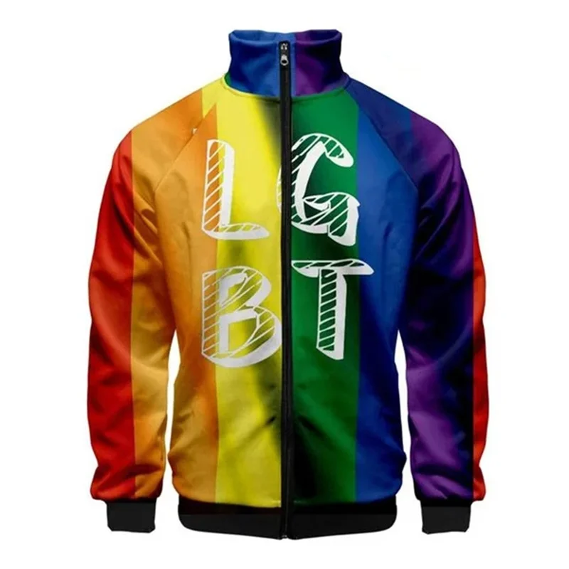 thumbnail image 1 of Nueva chaqueta con cremallera y estampado 3D de arcoíris LGBT para hombre y mujer, sudadera para el día del orgullo gay, tops de primavera y otoño, ropa de calle transpirable, 1 of 4