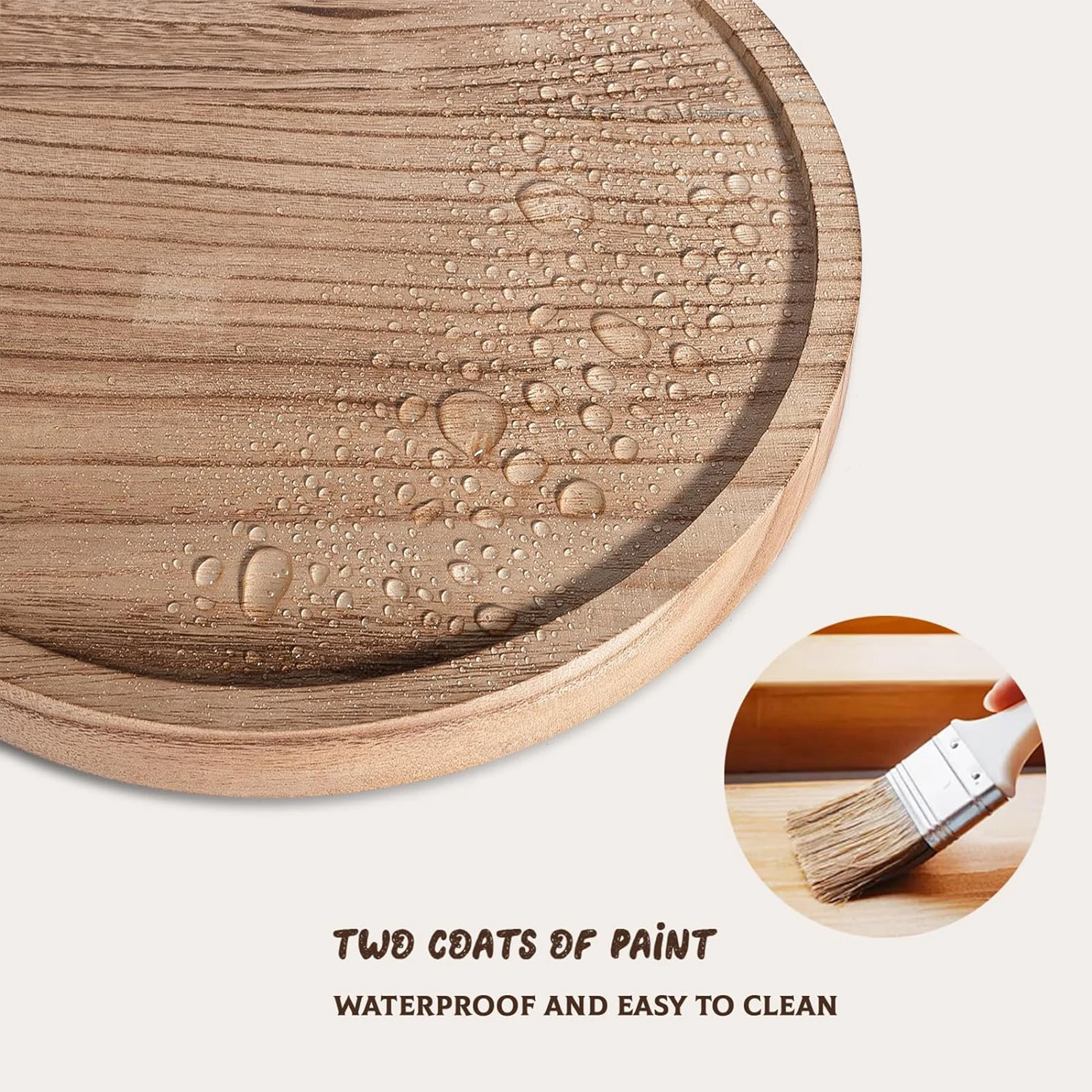 1PCS Japenese Acacia Wood Coffee Tray Food CupTrays Decorative Round  Platter Dessert Candy Wooden Dinner Plate Gongfu Tea Tray 6