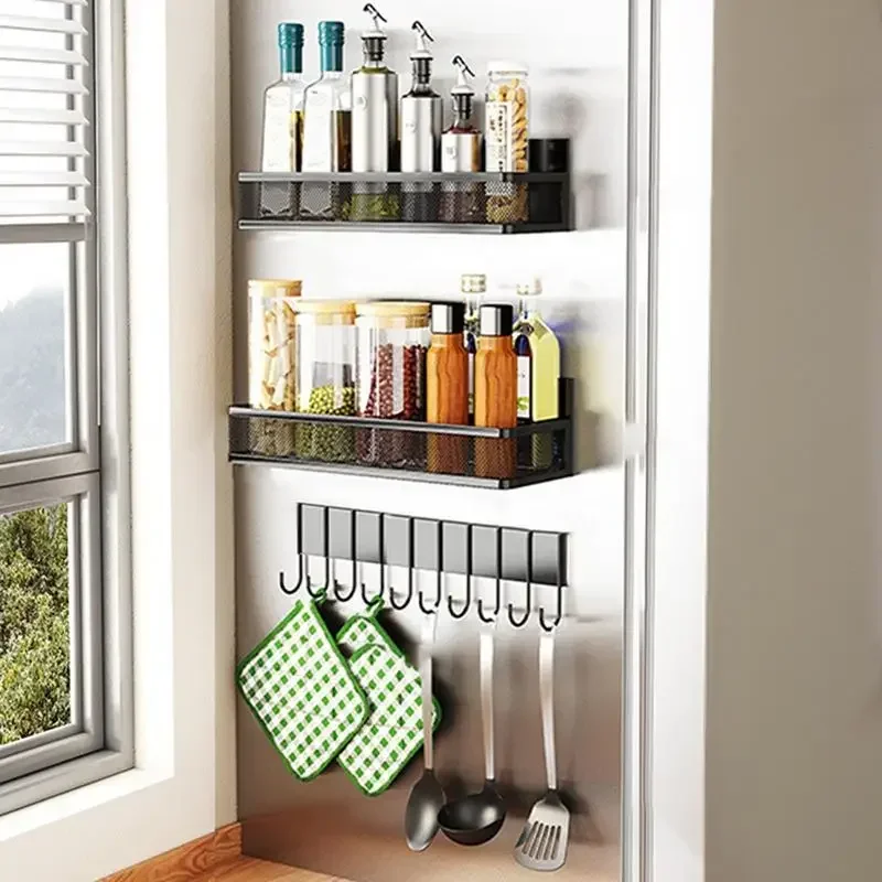 

Kitchen Magnetic Holder Hook Storage Towel Rack for Organizer Shelf Spice With Hanging Side Paper Refrigerator