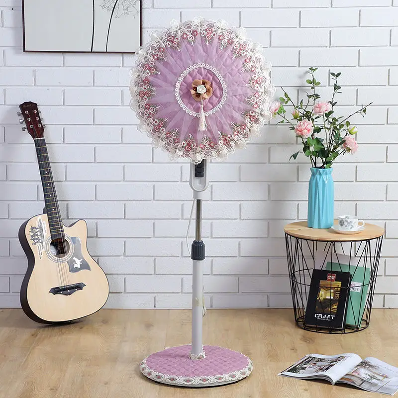 New Standing Fan Covers Floral Decorative Fan Dust Cover Household Universal Round Floor Anti-pinch Finger Protective Case