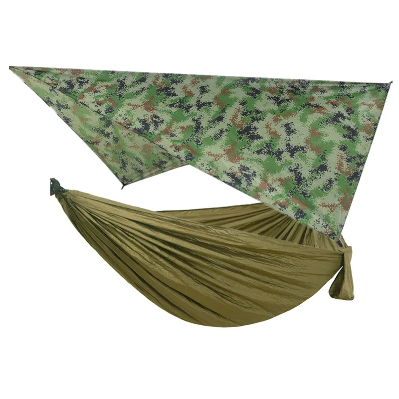 Camping Hammock Includes Mosquito Net, Rain Fly, Tree Straps, Perfect for Camping Lightweight Nylon Portable Single Hammock 