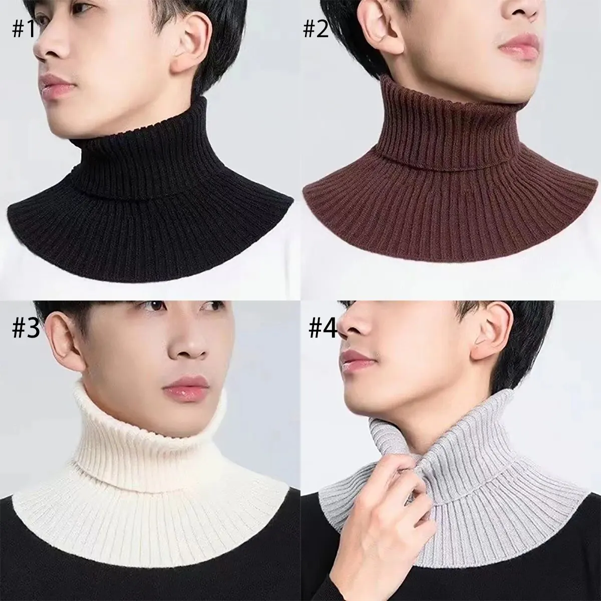 Abnehmbarer Baumwoll-Strick-Rollkragen für Herren, falscher Kragen, modisches Streifendesign, warmer Kopf- und Nackenschutzkragen für den Winter – Detail 10
