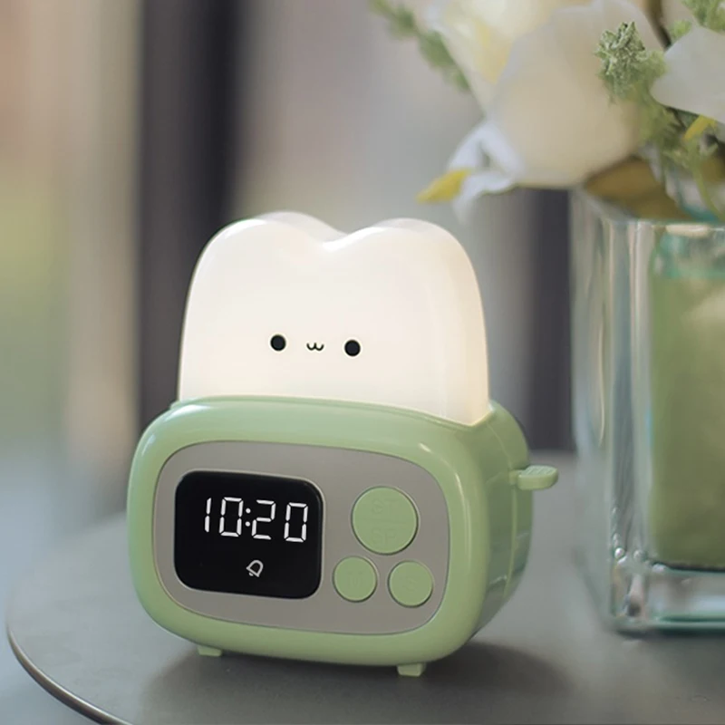 ZOLGINAH Reloj Despertador para Niños Iluminar Lámpara LED Digital Reloj Despertador  Luz Nocturna Niña Niños Día Noche Niño Volumen Ajustable Snooze Carga USB  Reloj Despertador-Azul