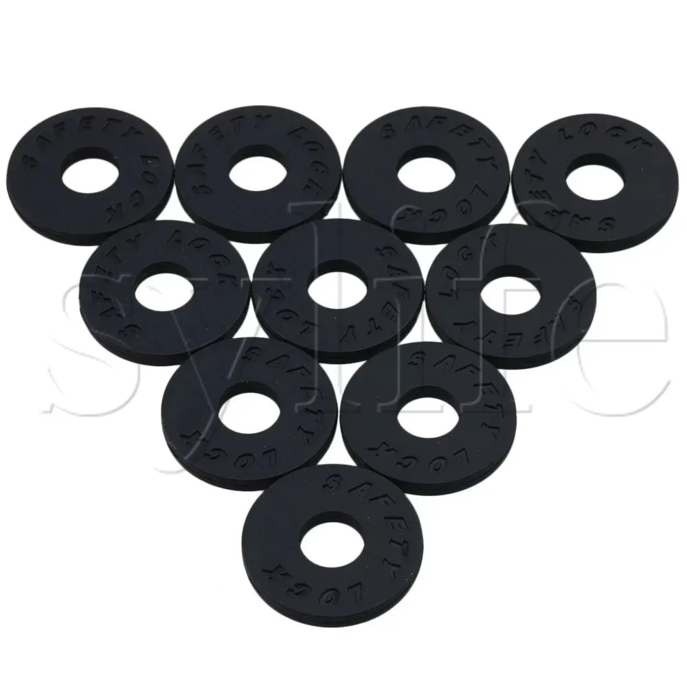 

10 pcs Silica Gel Guitar Protector Strap Lock Block 25x3mm 9mm ID Black